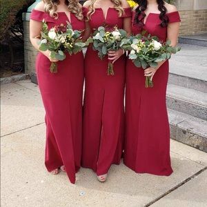 Dessy - Off shoulder burgundy dress